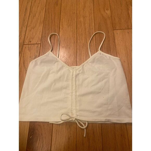 NWOT Poof, women's white cropped thin strap top size small - Picture 1 of 6